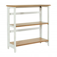 OSP Home Furnishings MED27-DWH Med ford 3 Shelf Bookcase with White Distressed Faces with Natural Veneer Tops with Folding Assembly